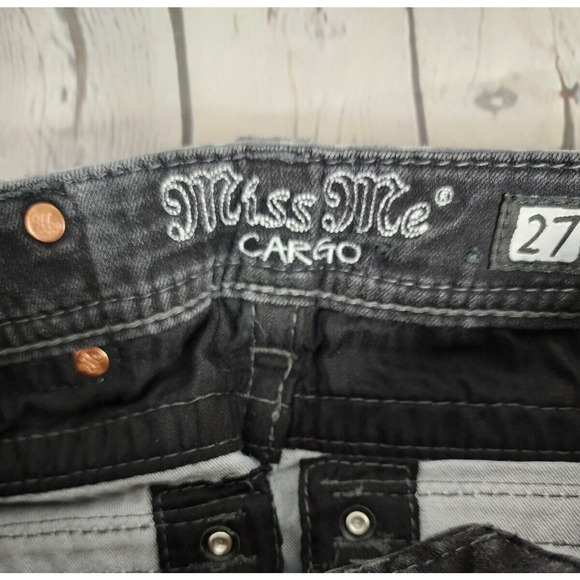 Miss Me Jeans Women’s Sz 27 CARGO SIGNATURE RISE SKINNY LEOPARD PRINT Inseam 33" - Picture 7 of 8